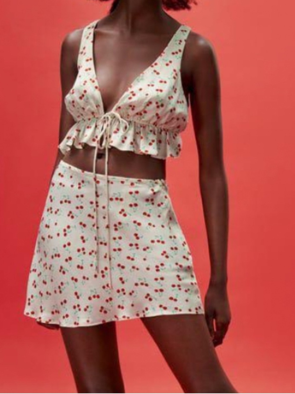 Zara Cherry Print Top and Skirt Set